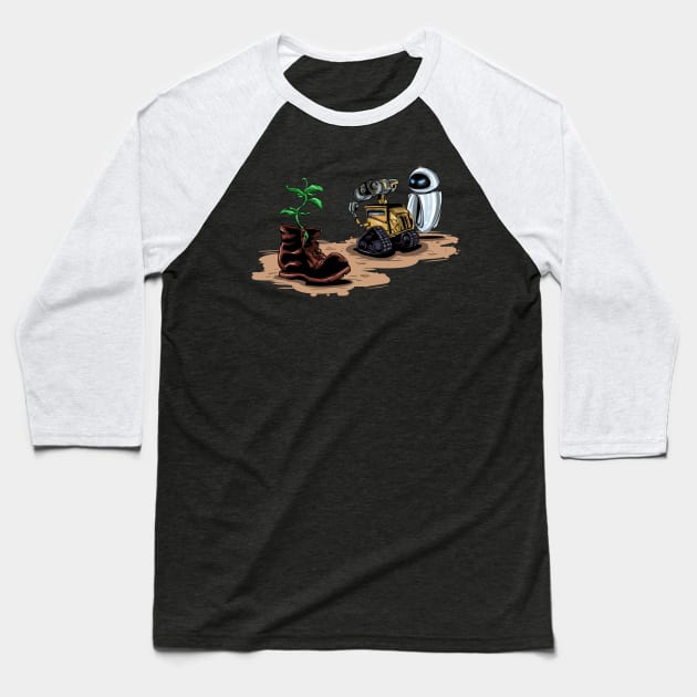 Distracted Bot Baseball T-Shirt by Zascanauta